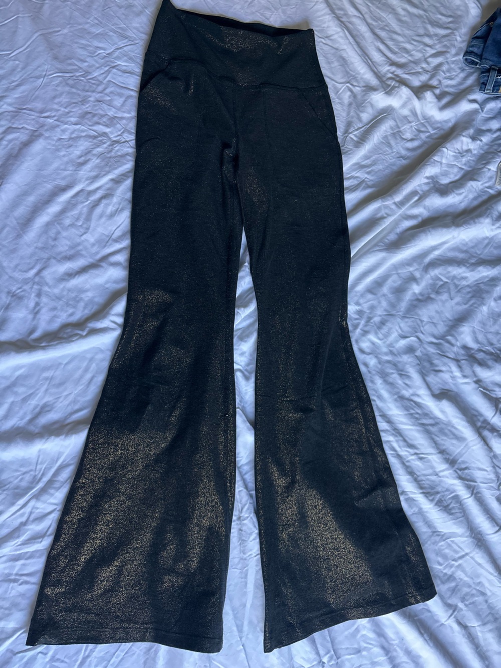Beyond Yoga Black Shimmery Wide Leg Leggings